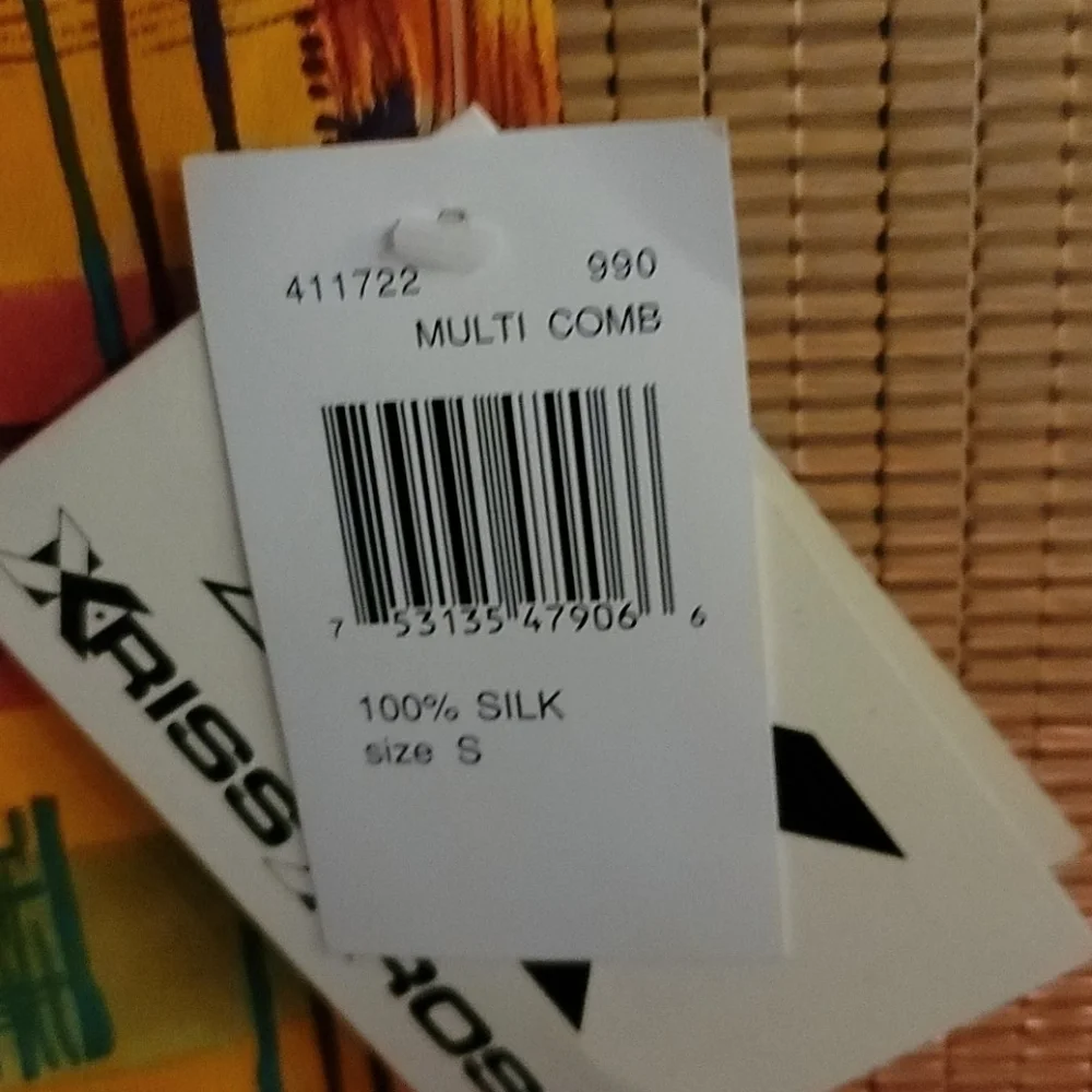 NWT Xriss Xross Silk Multi Color Shirt - Picture 4 of 7